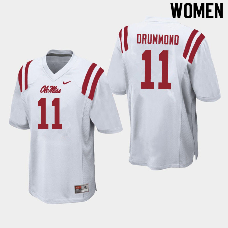 Dontario Drummond Ole Miss Rebels NCAA Women's White #11 Stitched Limited College Football Jersey RXG0858AK